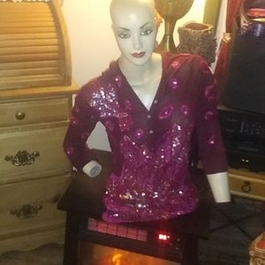 Sequined embroidered shirt